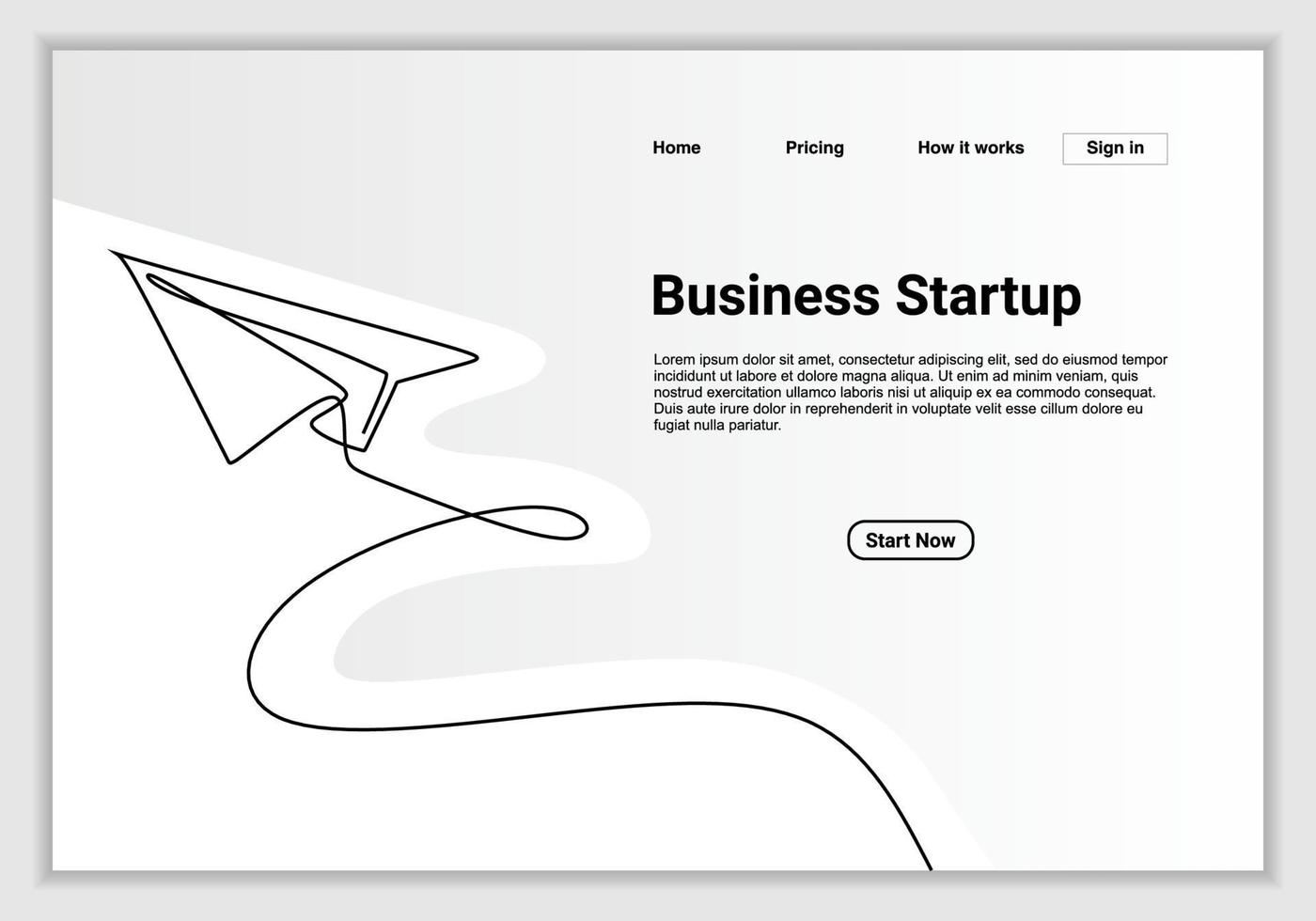 Continuous line drawing of paper airplane. Vector business icon message illustration with quote template.