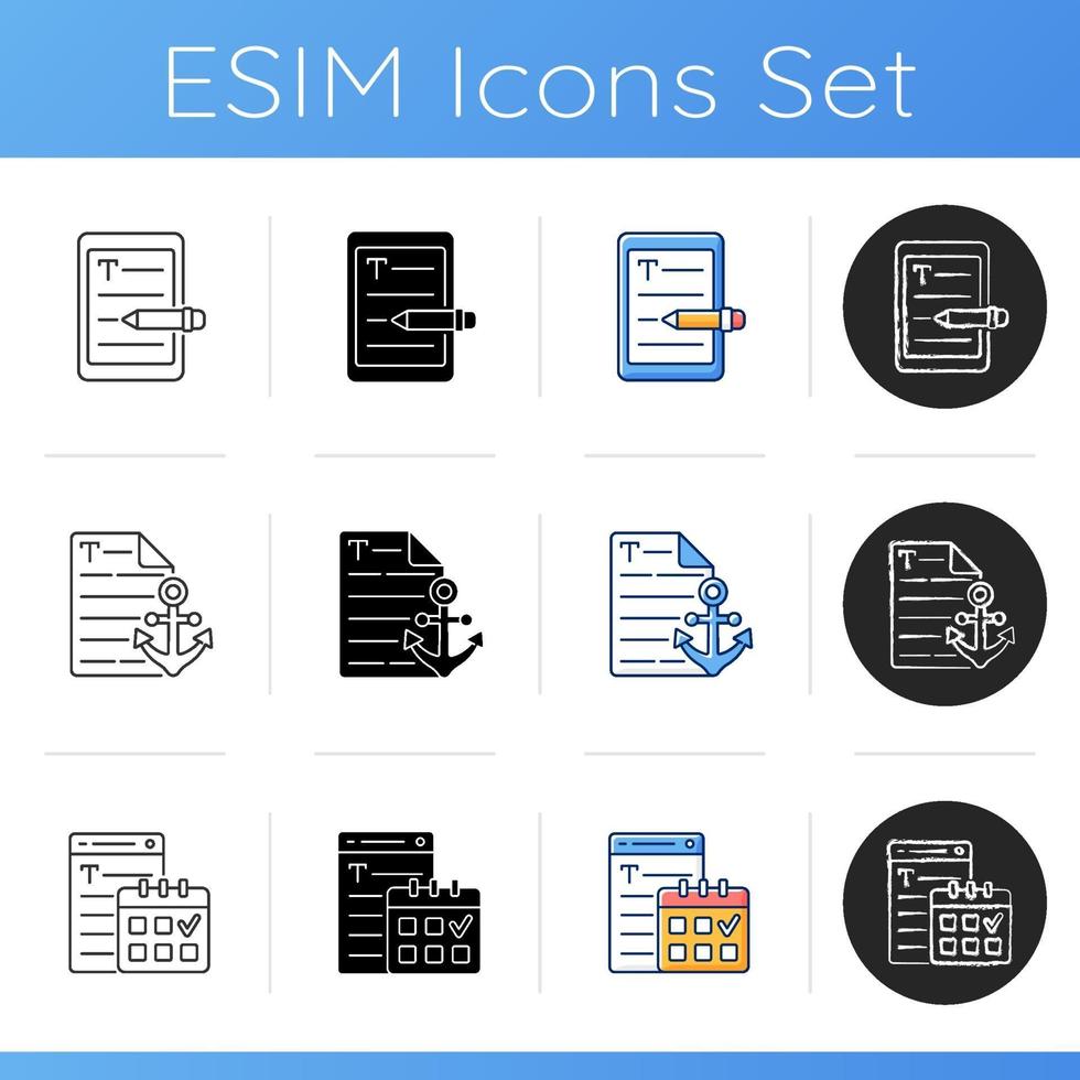 SEO copywriting icons set vector
