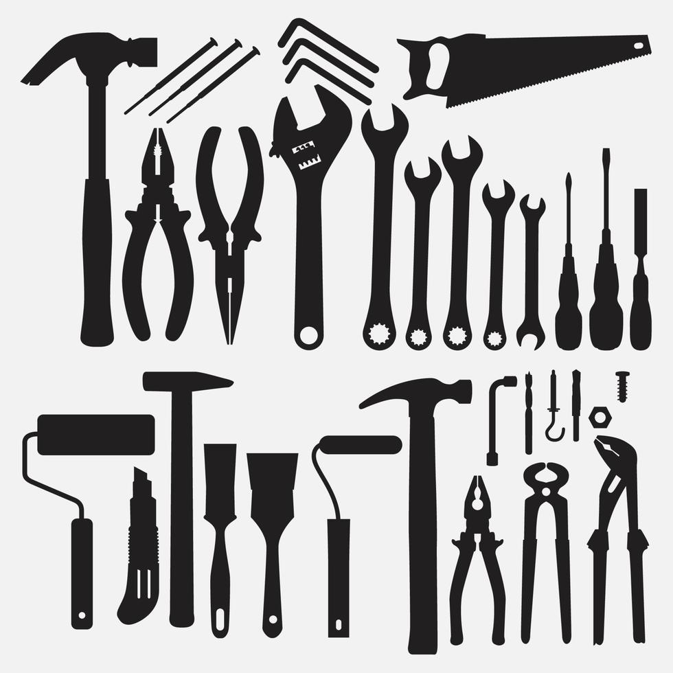 conjunto de plantillas de diseño de vector de ilustración de colección de herramientas