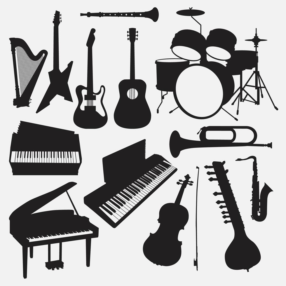 conjunto de plantillas de diseño de vector de ilustración de instrumentos musicales