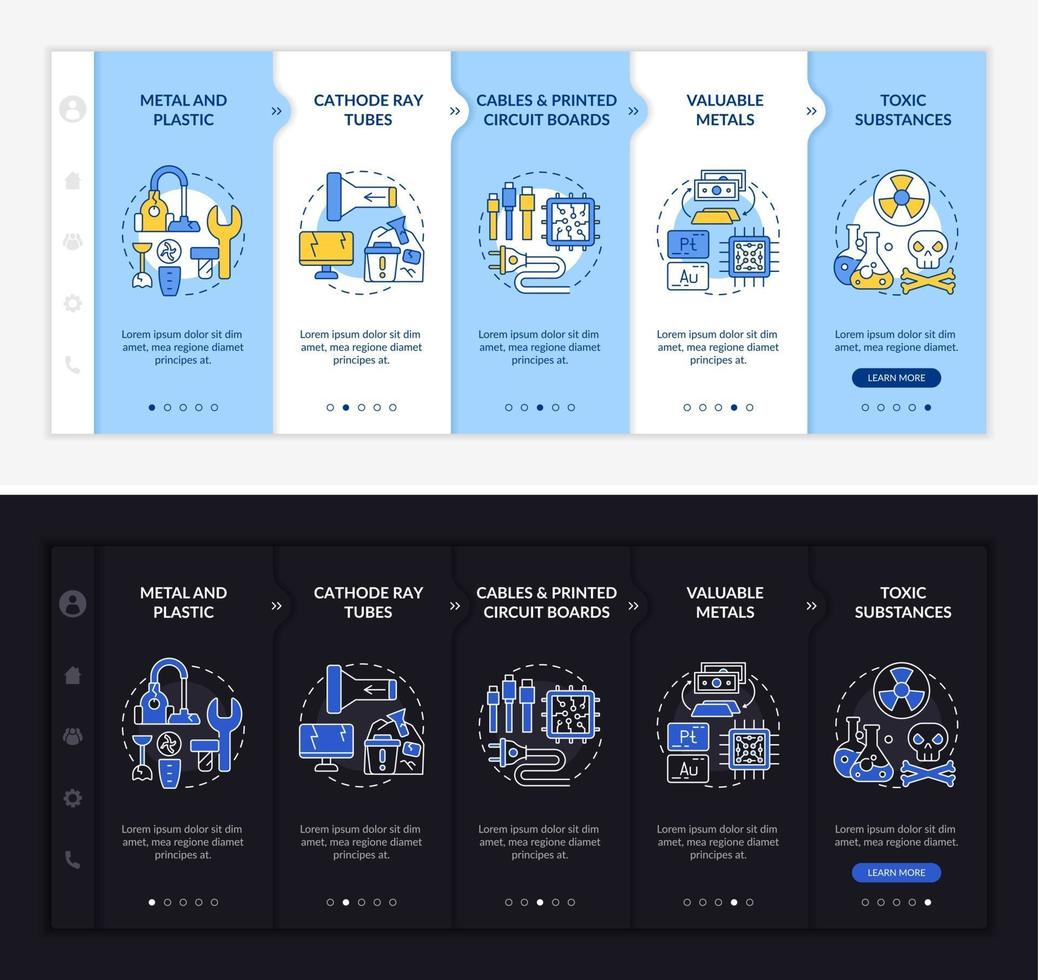 E-trash elements onboarding vector template