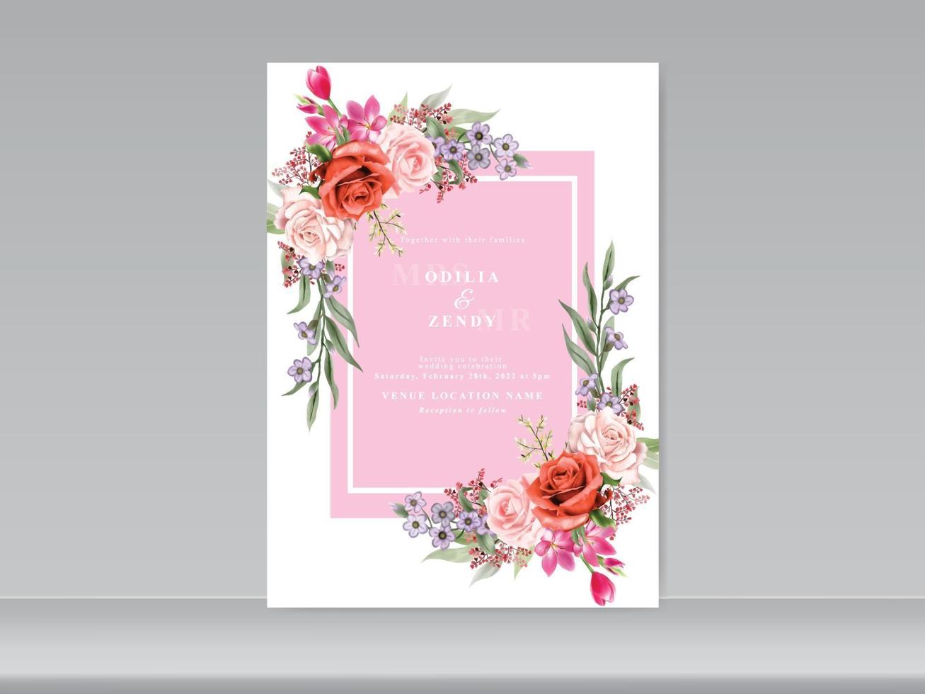 tarjeta de invitacion de boda elegante floral vector