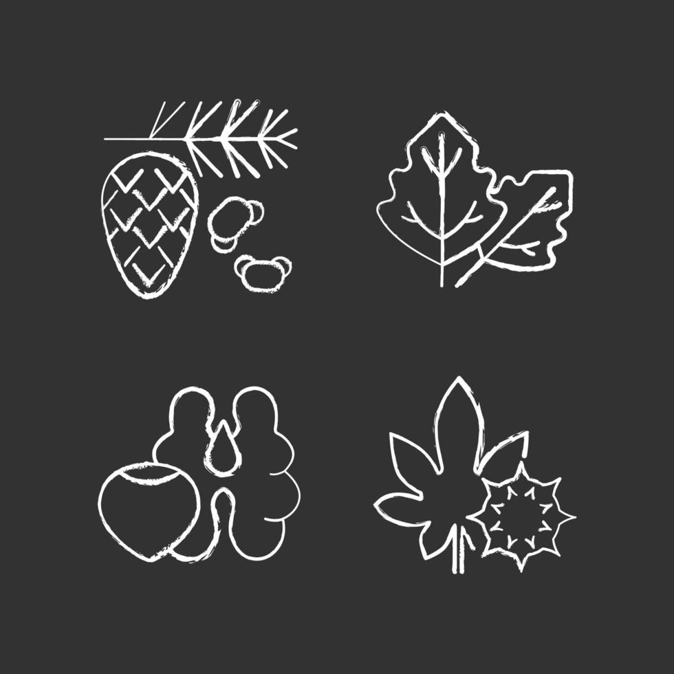 Cause of allergic reaction chalk white icons set on black background vector