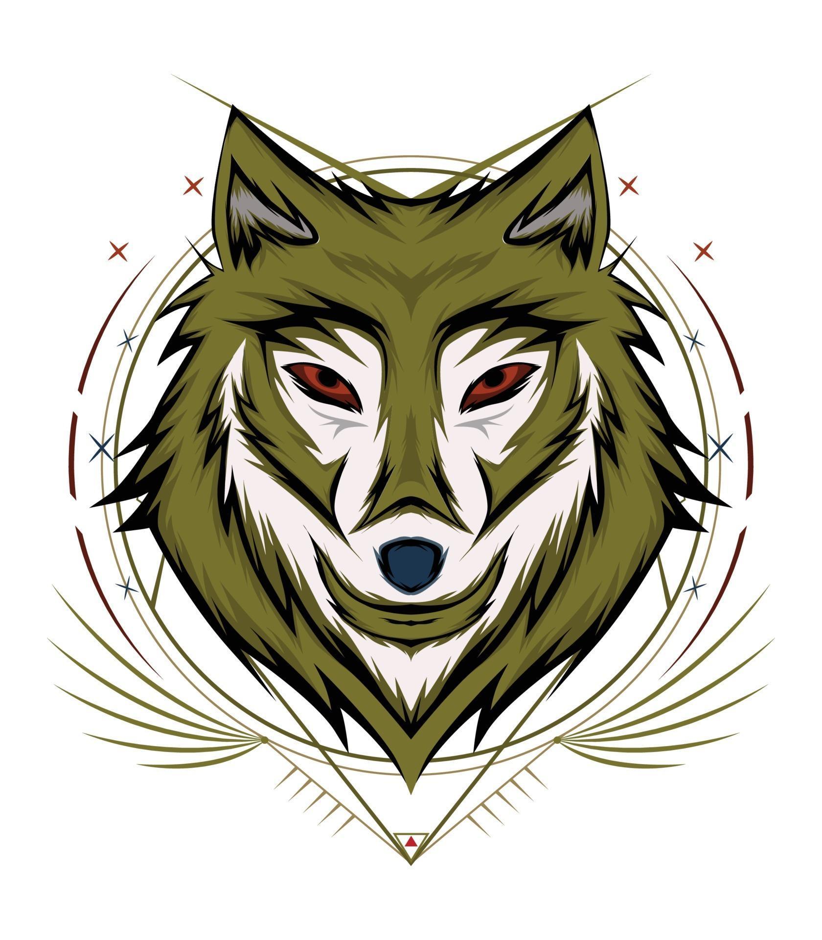 Wolf Face Logo Design Wolf Mascot Frontal Symmetric Image Of Wolf