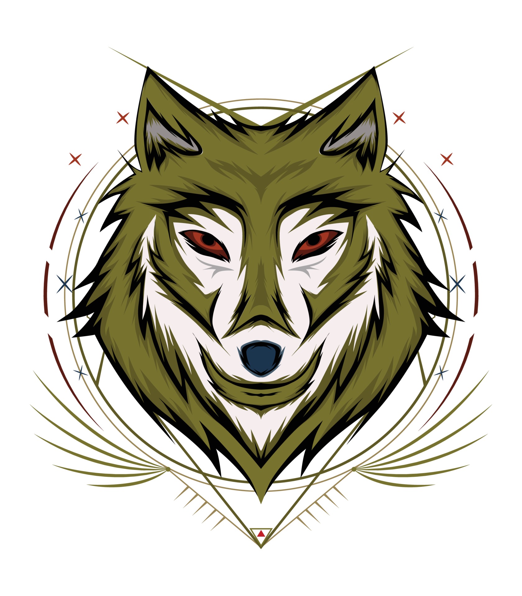 Wolf Face Logo Design Wolf Mascot Frontal Symmetric Image Of Wolf