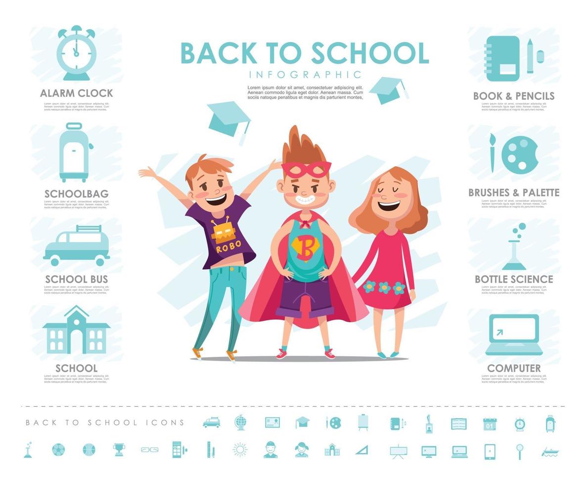 Back to school Info graphic with vector set with icons and elements