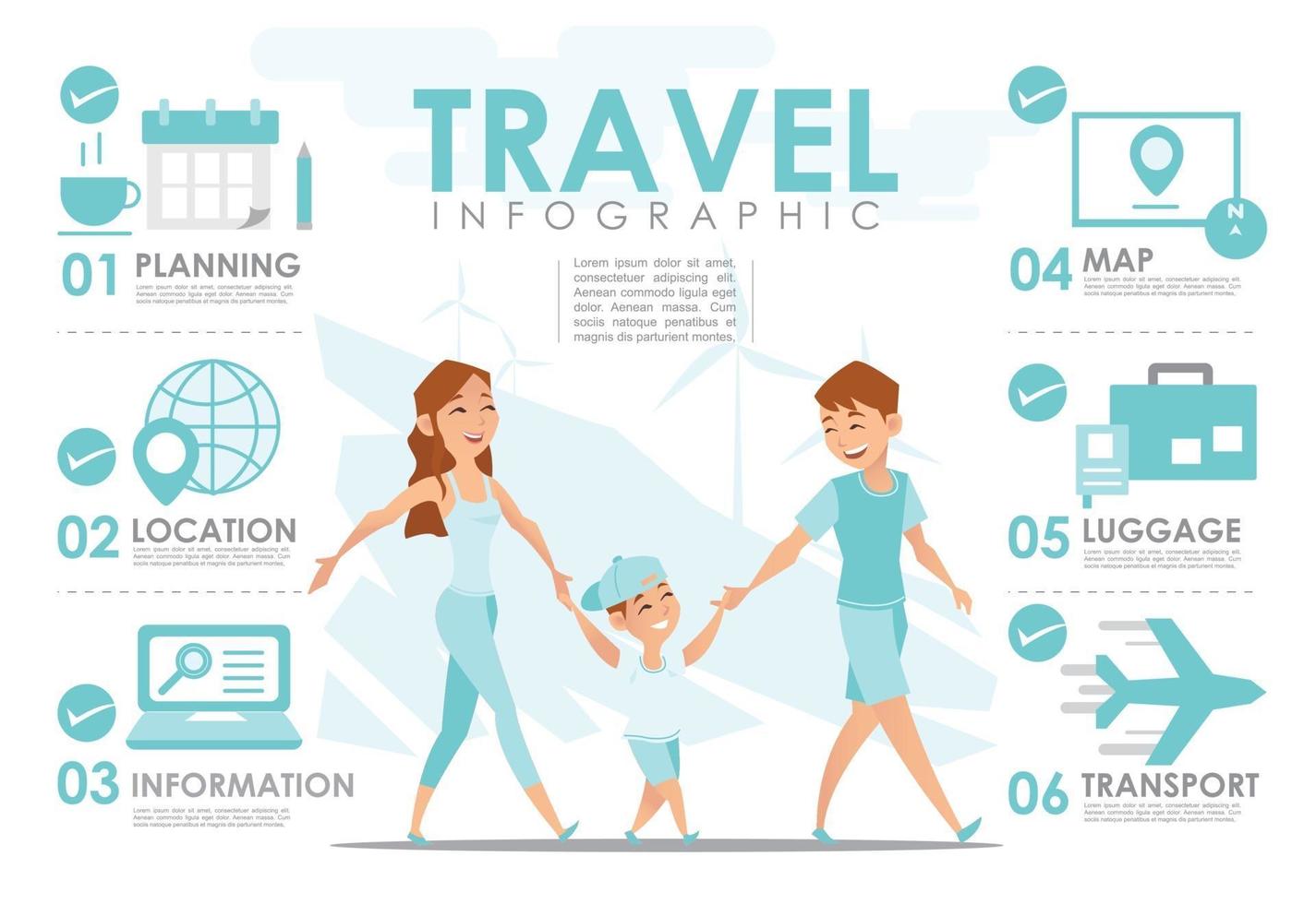 viaje, infografía, vector, diseño, conjunto, 2 vector