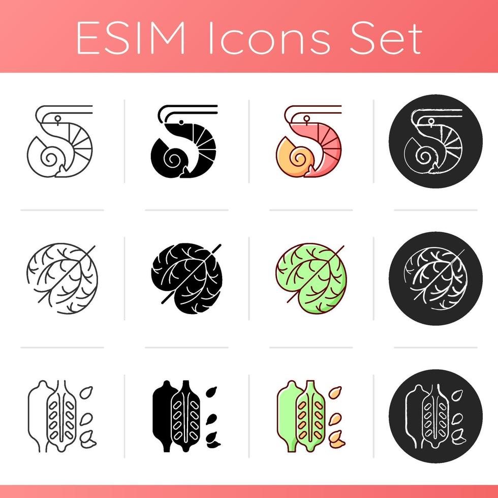 Reason for allergy icons set vector