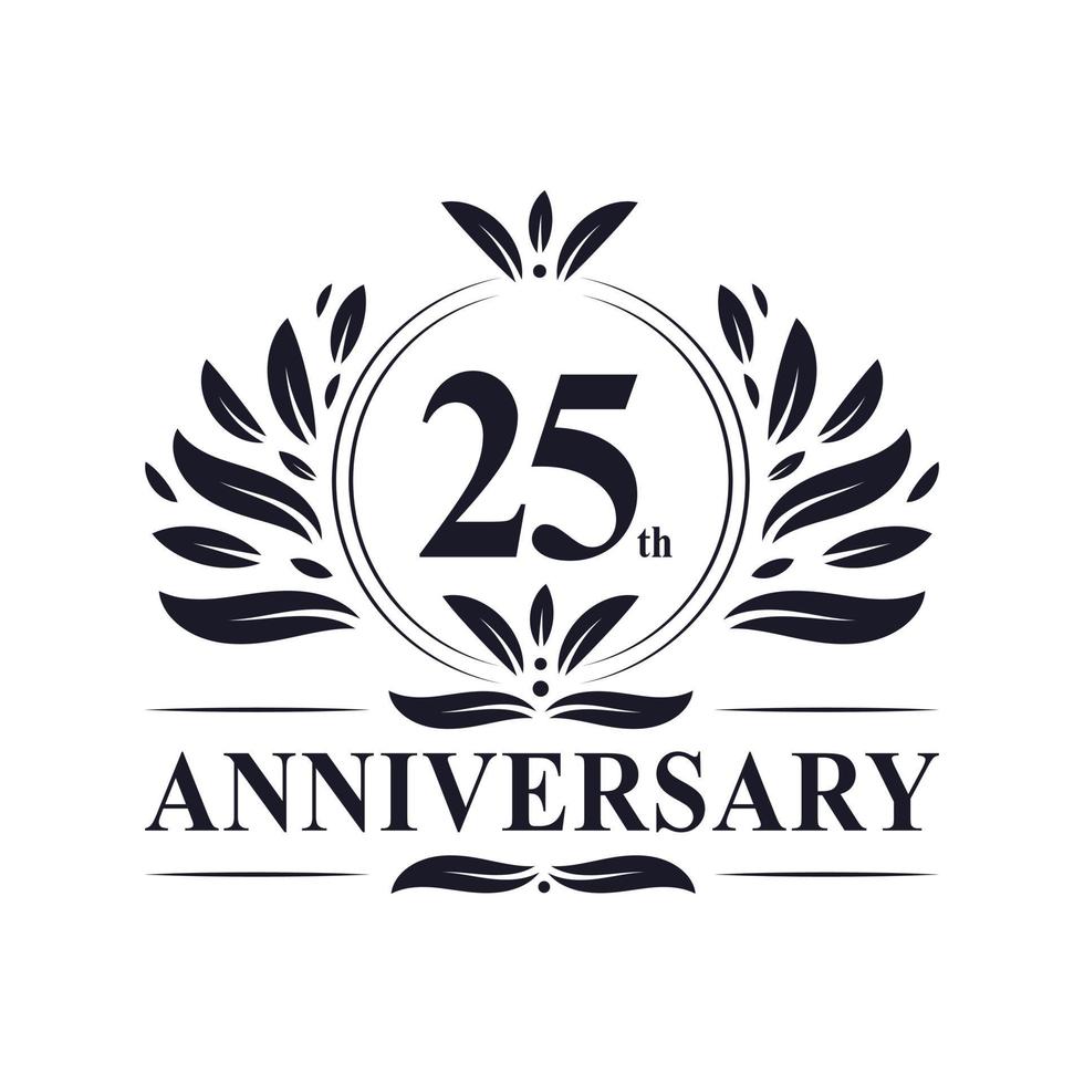 25th Anniversary celebration, luxurious 25 years Anniversary logo design. vector