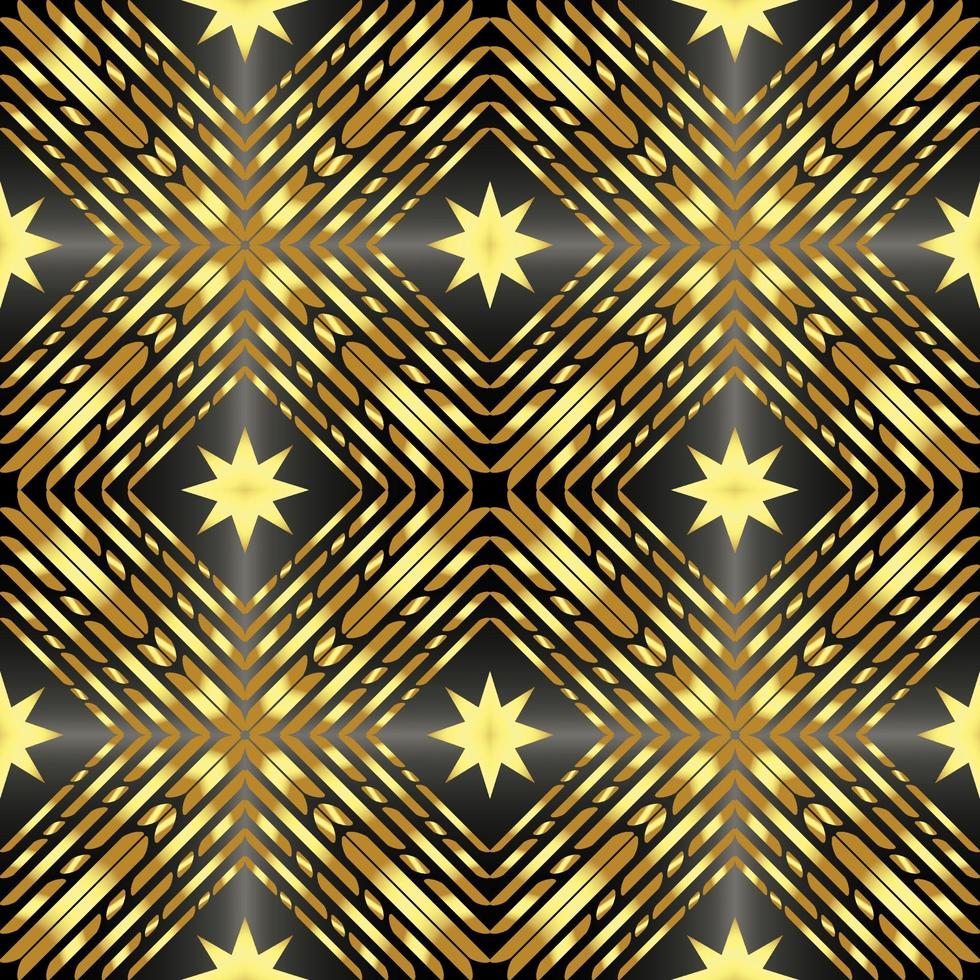 This is a vintage golden kaleidoscope texture in an oriental style with stars vector