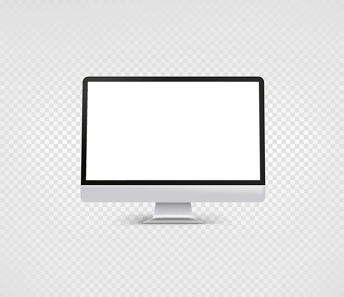 Modern desktop personal computer layered mockup with blank screen vector