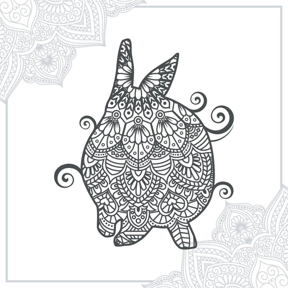 mandala de conejo. elementos decorativos vintage. patrón oriental, ilustración vectorial. vector
