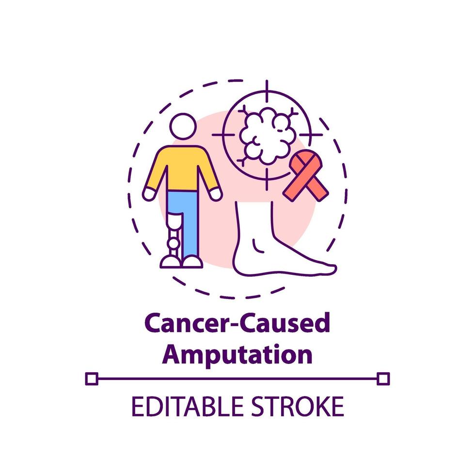 icono de concepto de amputación causada por cáncer vector