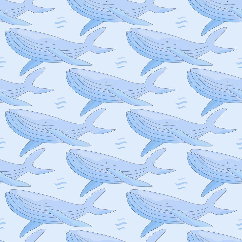 Seamless pattern of decorative whales. Ideal texture for fabric, textile, apparel. vector