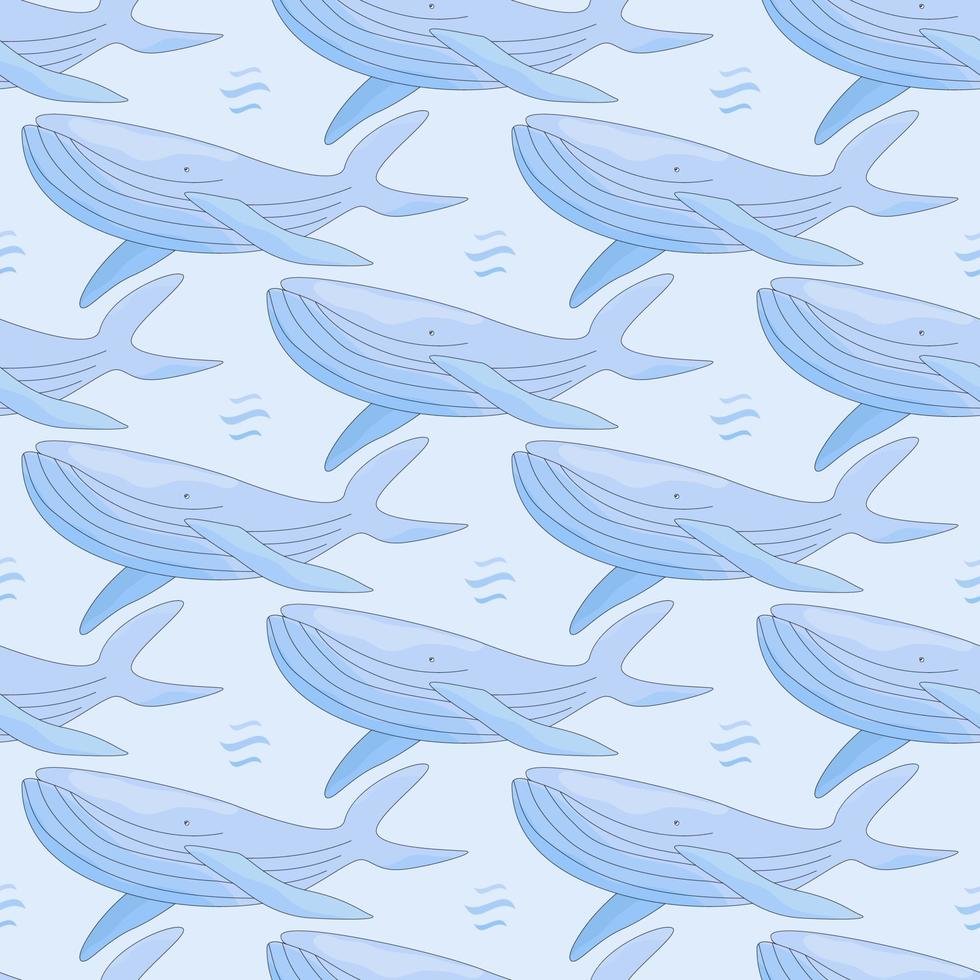 Seamless pattern of decorative whales. Ideal texture for fabric, textile, apparel. vector