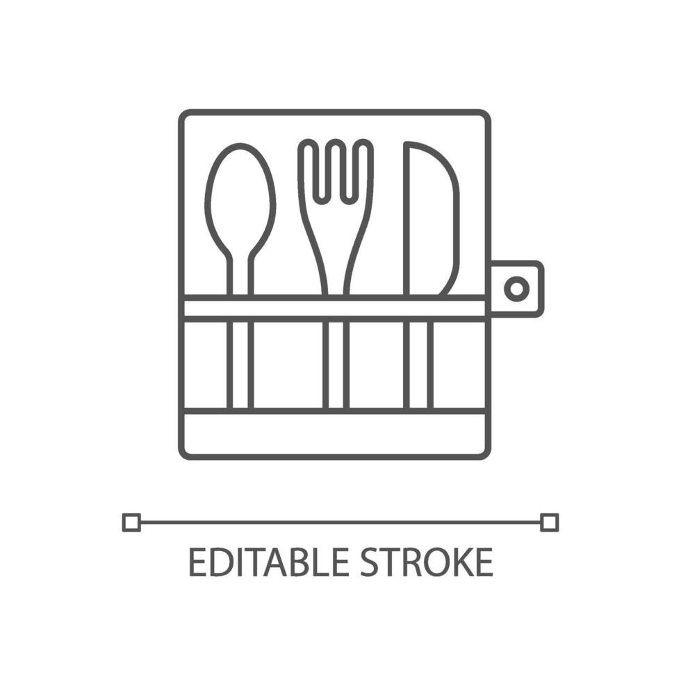 Picnic cutlery linear icon vector