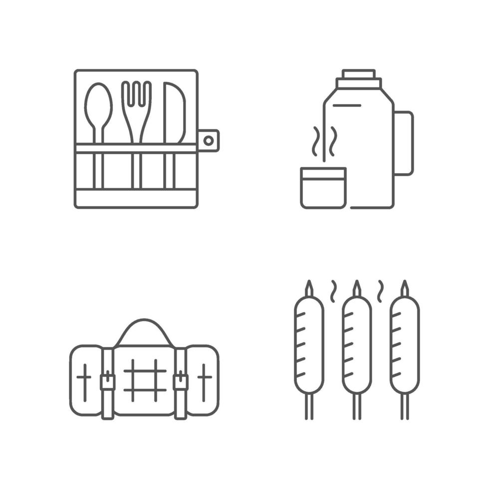 Outdoor social gathering linear icons set vector