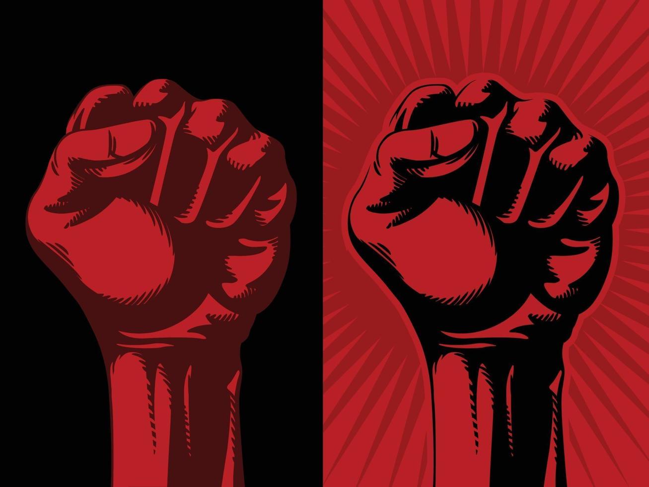levantado puño rojo mano revolución comunismo socialismo símbolo dibujo vector