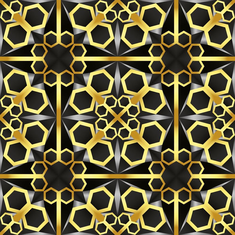 This is a vintage golden texture in an oriental style with honeycombs vector