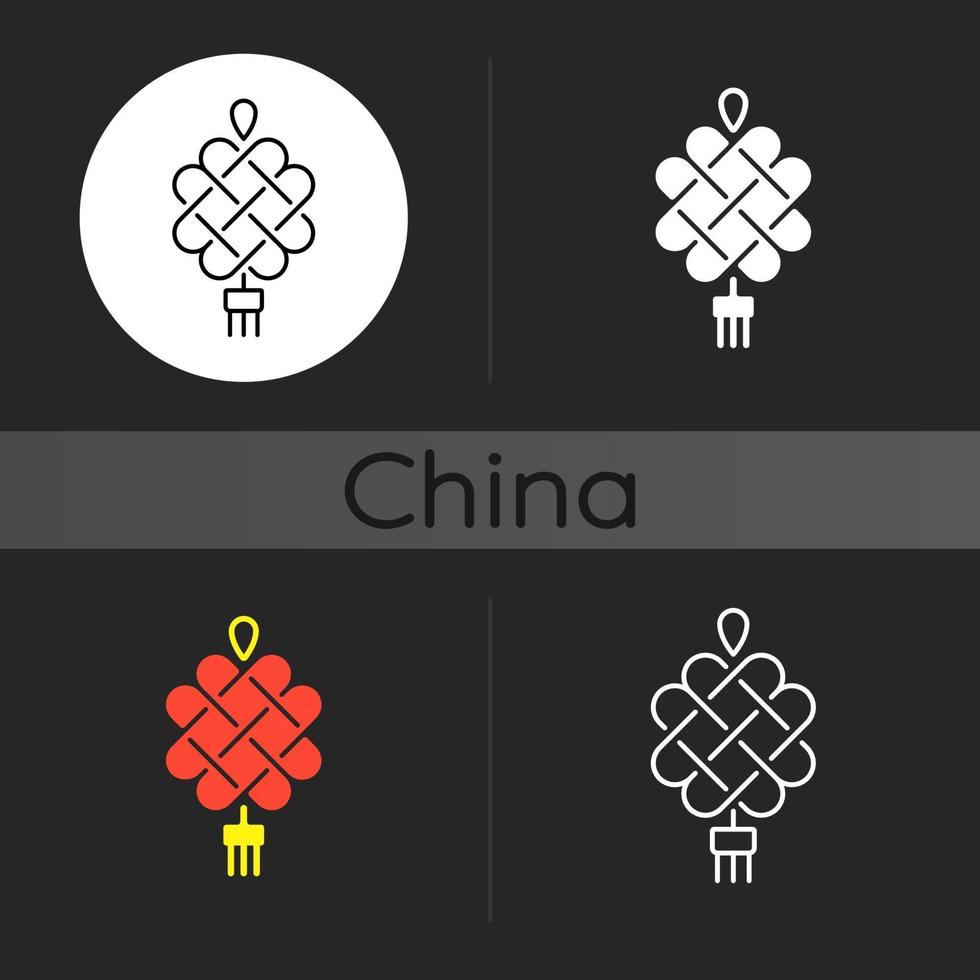icono de tema oscuro anudado chino vector