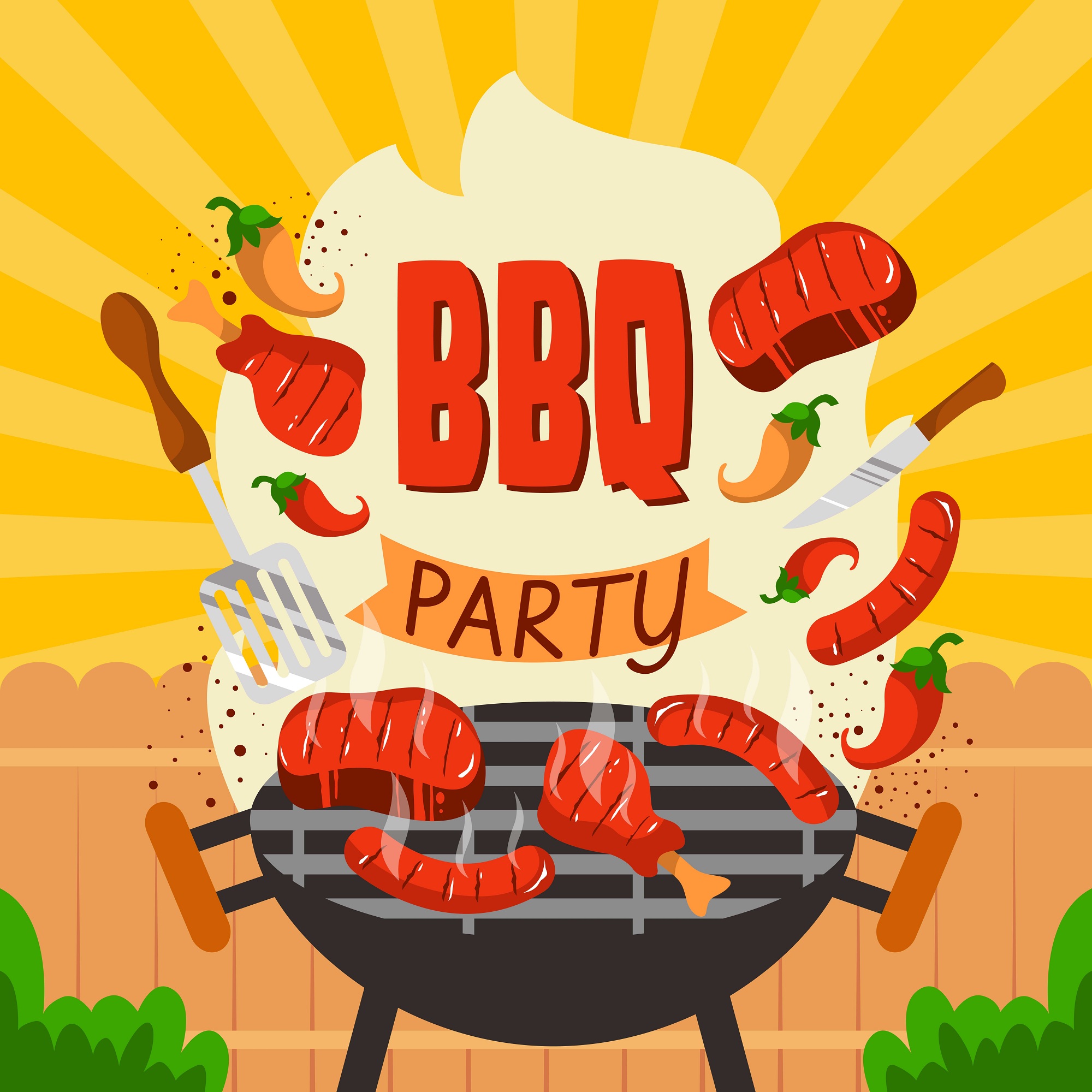 Concreet plannen zelf Backyard BBQ Party Background 2347664 Vector Art at Vecteezy