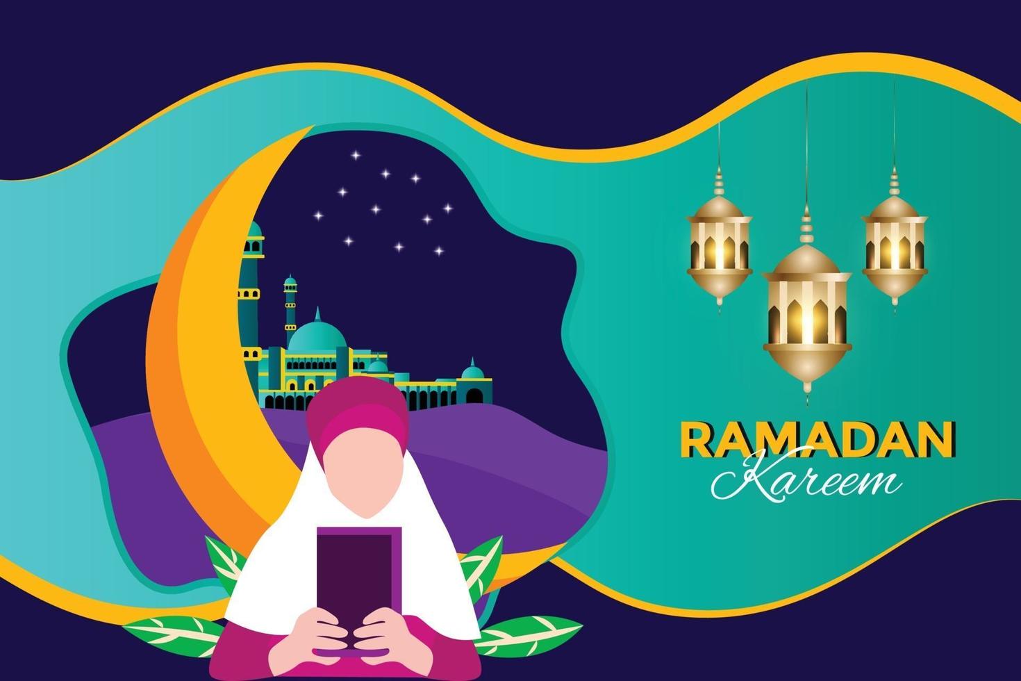 Ramadan mubarak celebratory illustration vector