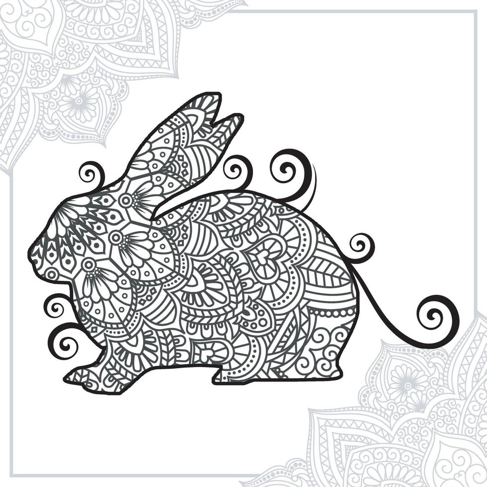Rabbit Mandala. Vintage decorative elements. Oriental pattern ...