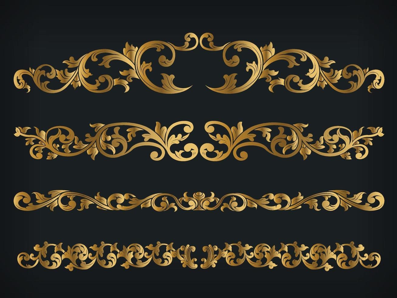 Divider Royal Gold Vintage Ornament Line Frame Decorative Vector