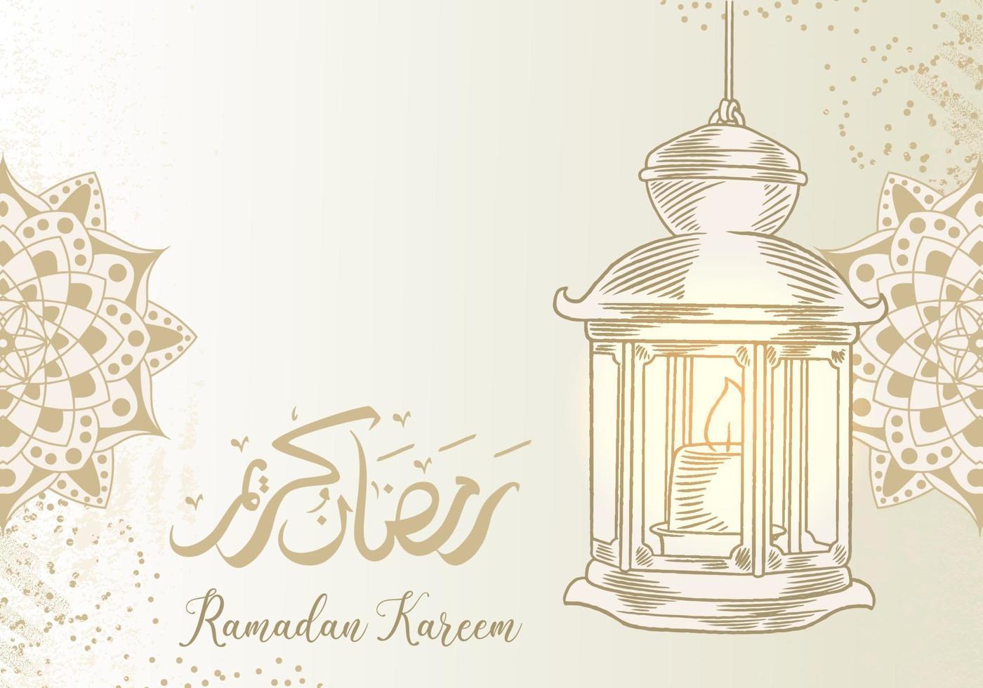 tarjeta de felicitación de ramadan kareem con linterna vector