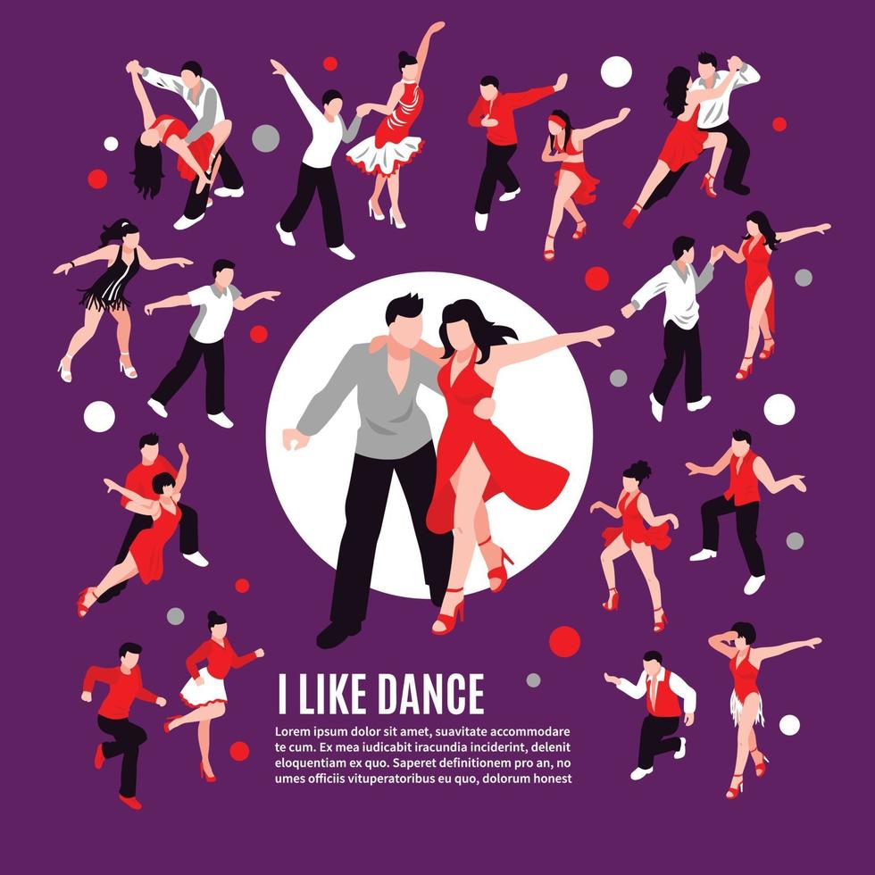 Dance Isometric People Composition Vector Illustration