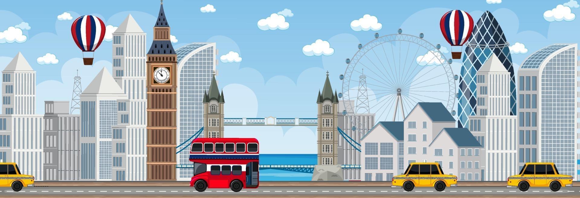 London city horizontal scene at day time vector