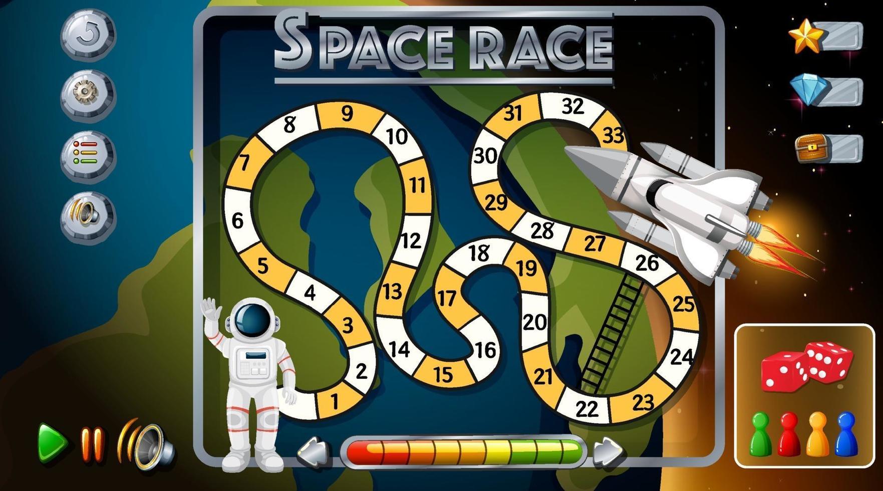Snake and ladders game template with space theme vector