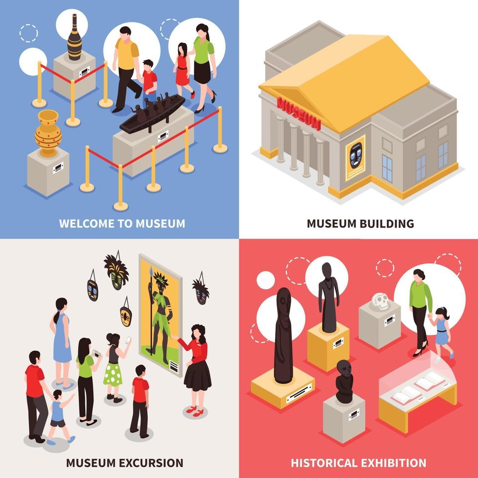 Museum Isometric Design Concept Vector Illustration