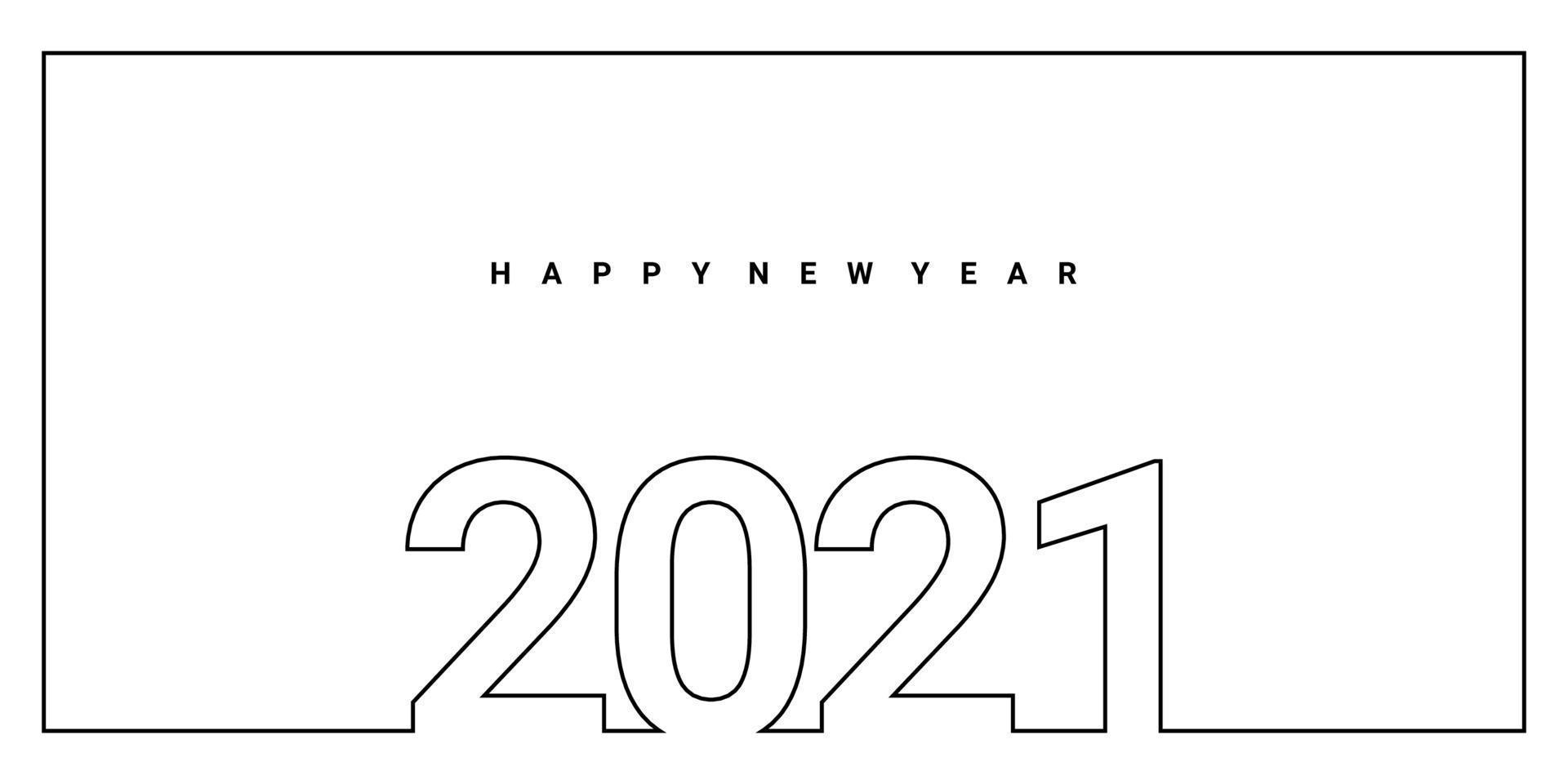 2021 happy new years single continuous outline hand drawing signature design. Celebration New Year concept isolated on white background. vector