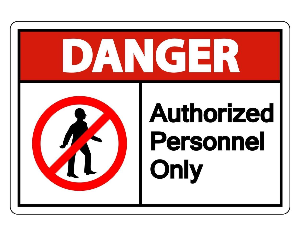 peligro, personal autorizado, único, símbolo, señal, blanco, plano de fondo vector