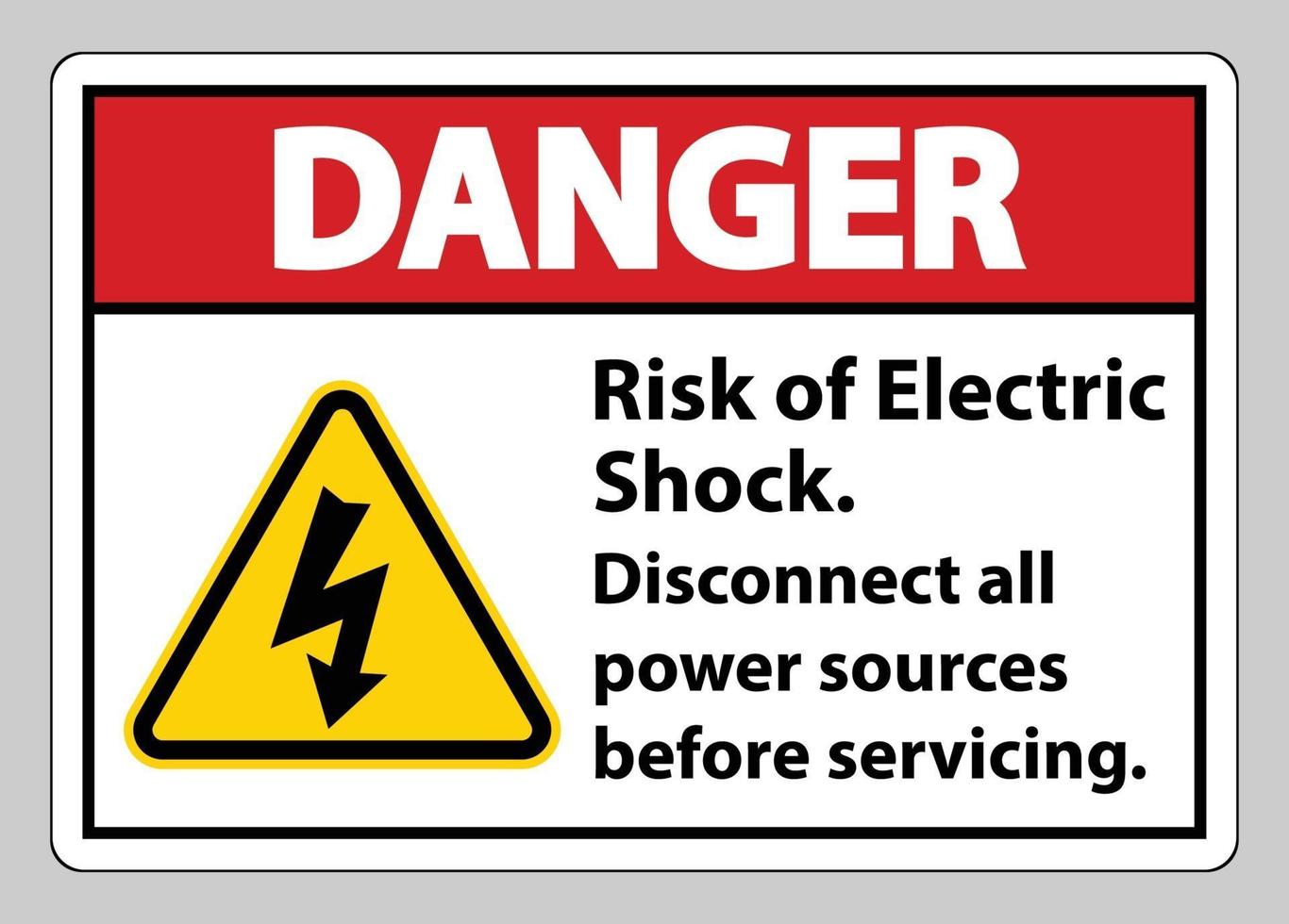 peligro, riesgo, de, descarga eléctrica, símbolo, señal, aislar, blanco, plano de fondo vector