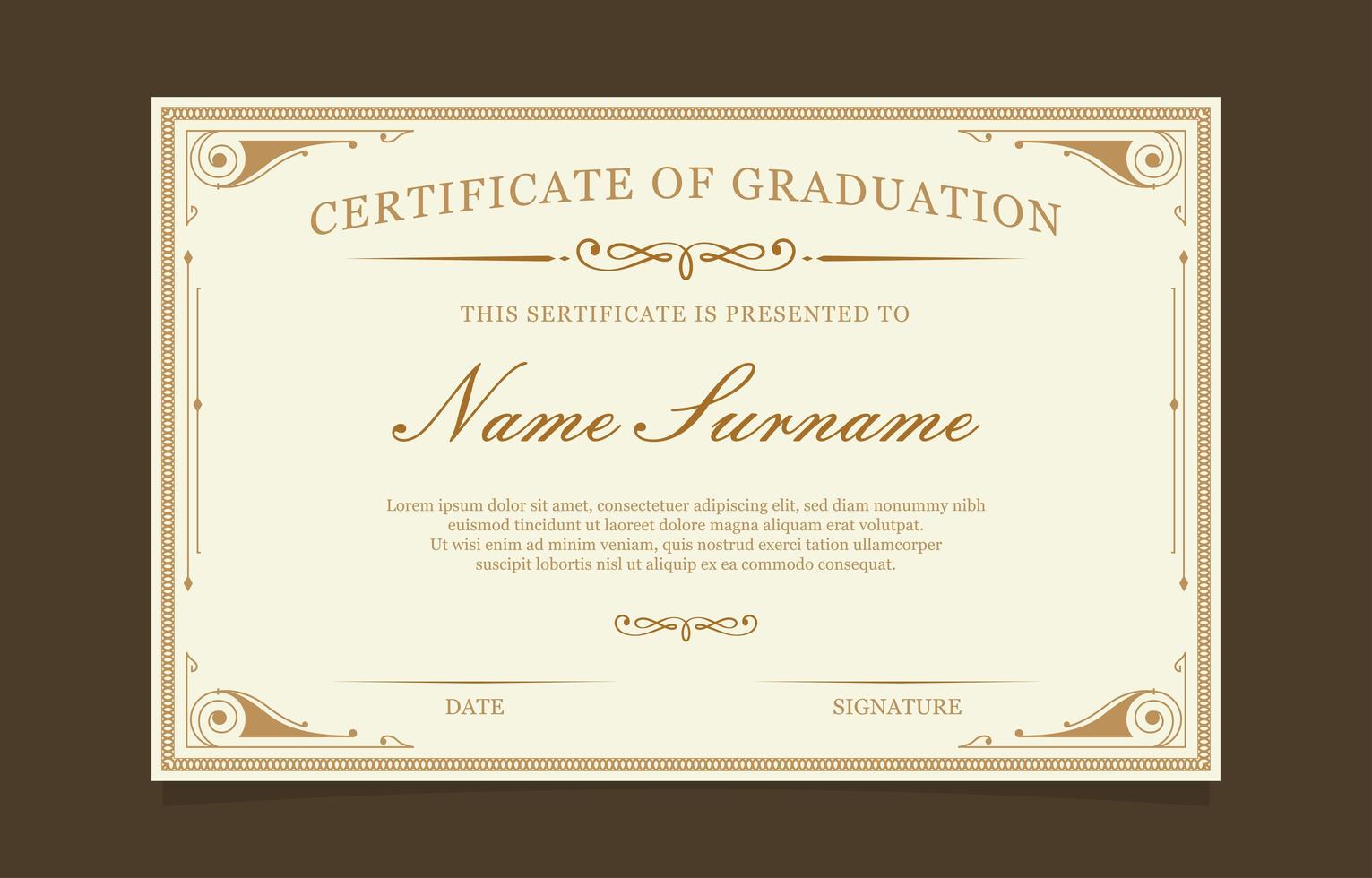 Certificate of Graduation Template Design vector