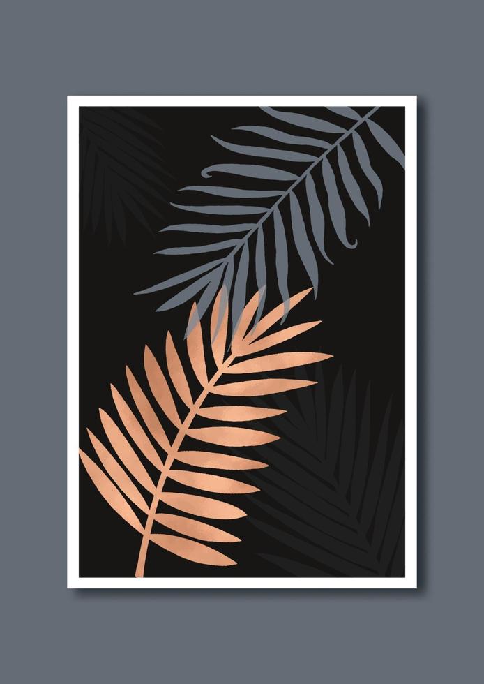 minimal wall art with leaves design vector
