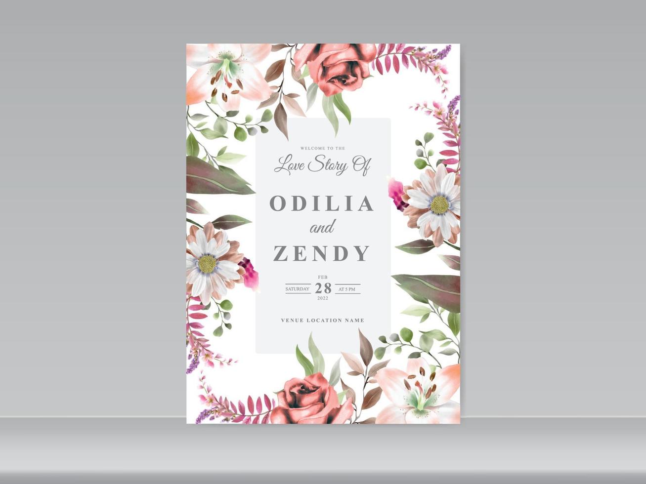 wedding invitation card elegant floral vector