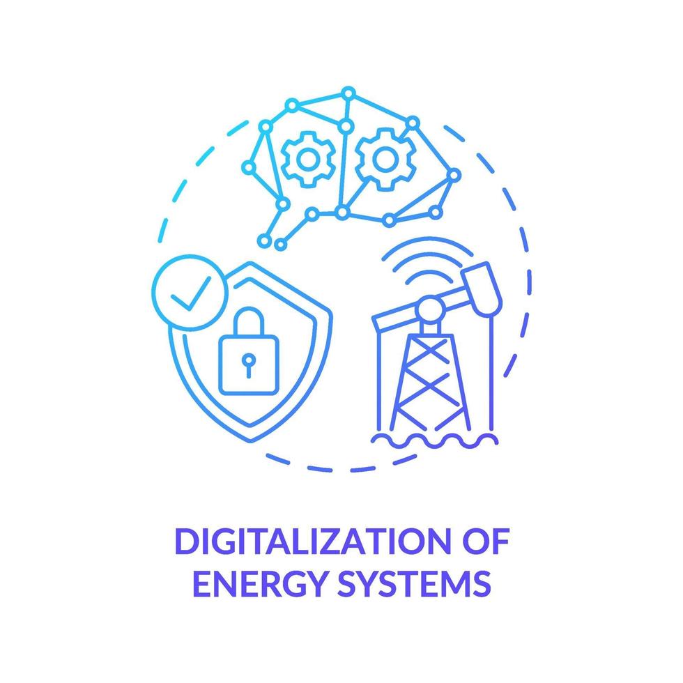 icono de concepto de digitalización de sistemas de energía vector