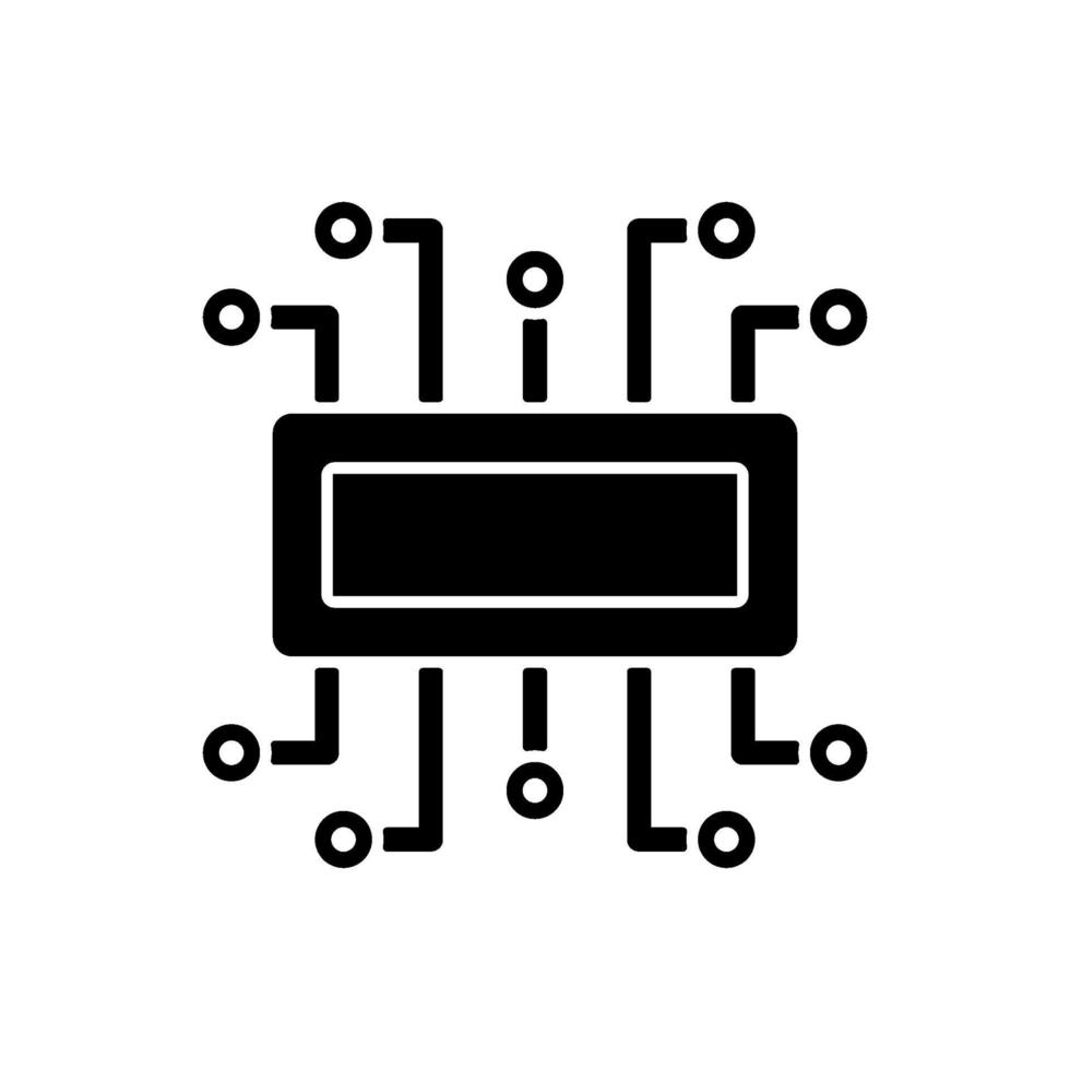 Microcontroller black glyph icon vector