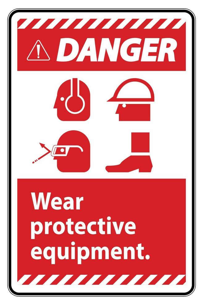 señal de peligro use equipo de protección con símbolos ppe vector