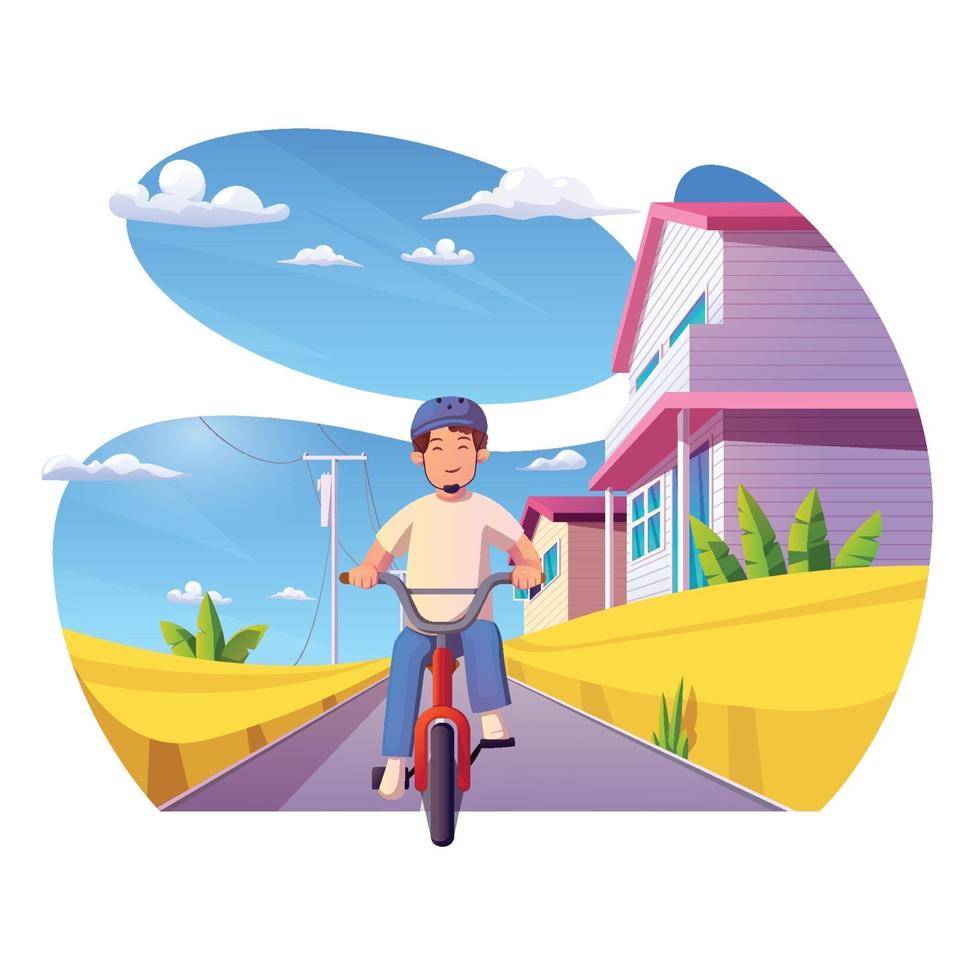 Man Riding Bike in City vector