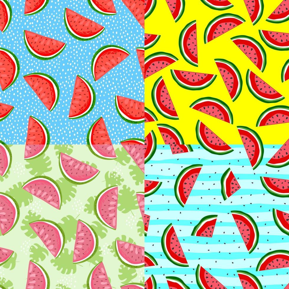 Collections print of watermelon and seeds. Seamless pattern summer. Perfect for summer fabric. vector