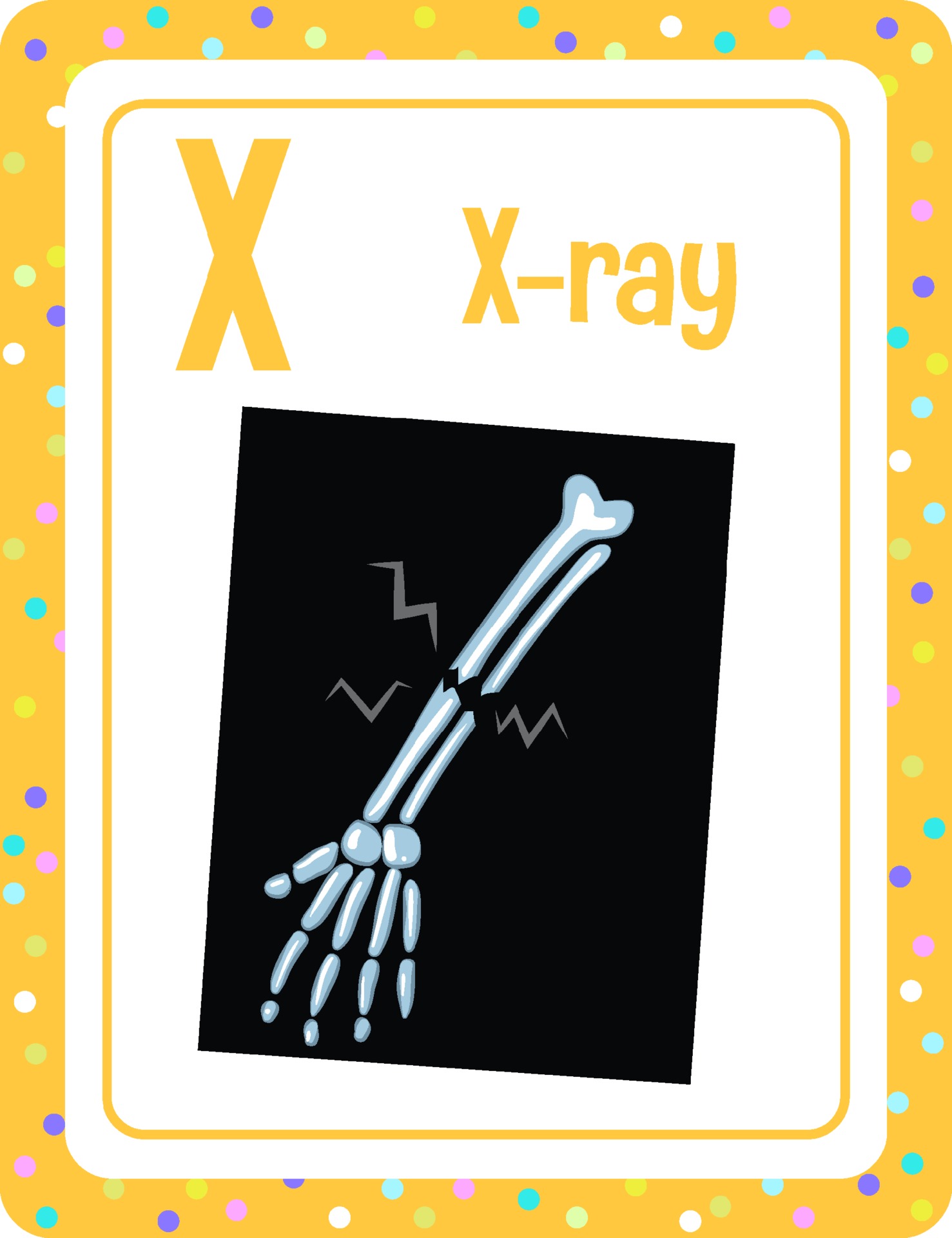 Alphabet flashcard with letter X for X ray 2353895 Vector Art at Vecteezy