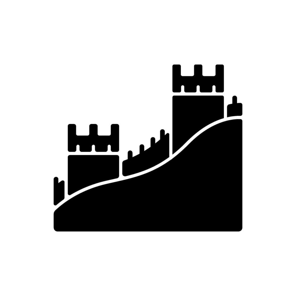 The Great Wall black glyph icon vector