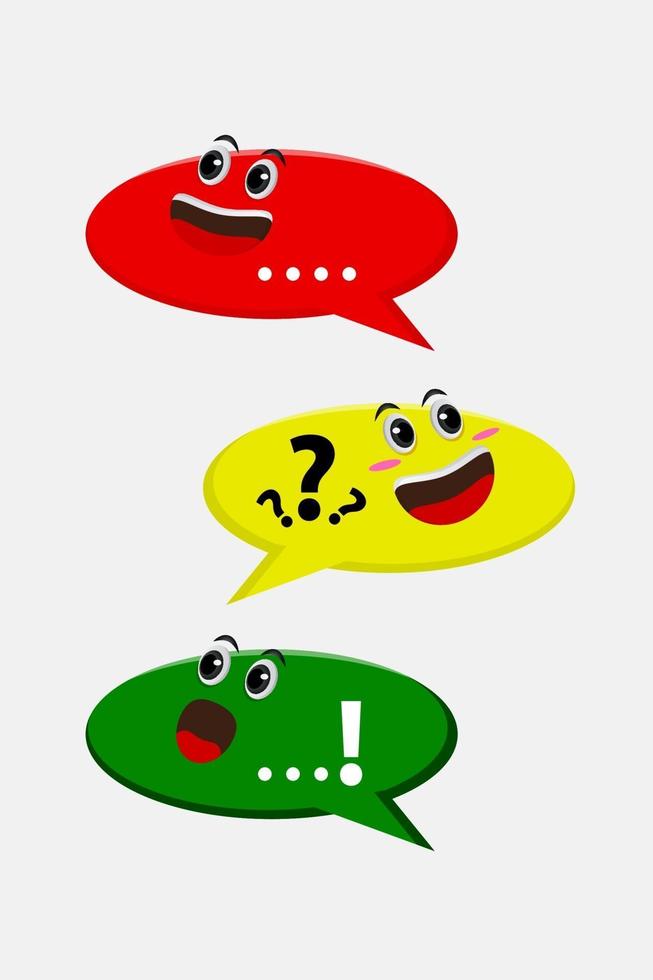 Vector design of cute conversation column character set with different expressions