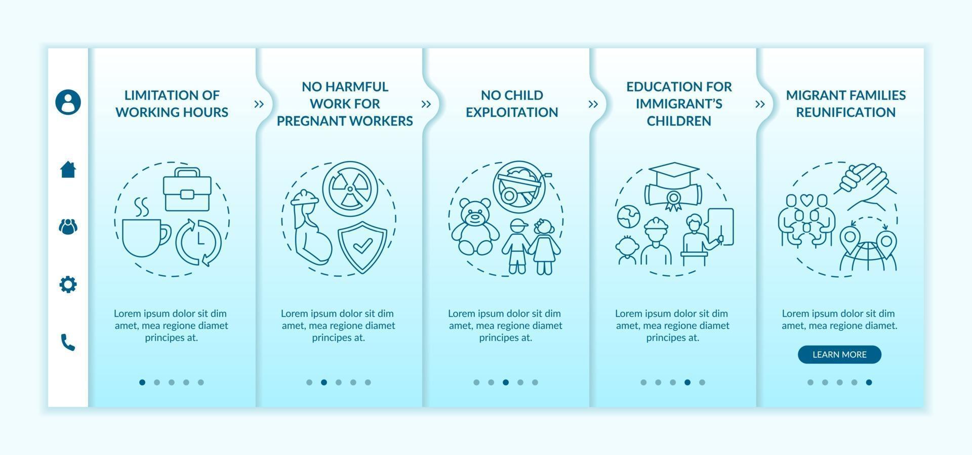 Immigrant workers rights onboarding vector template