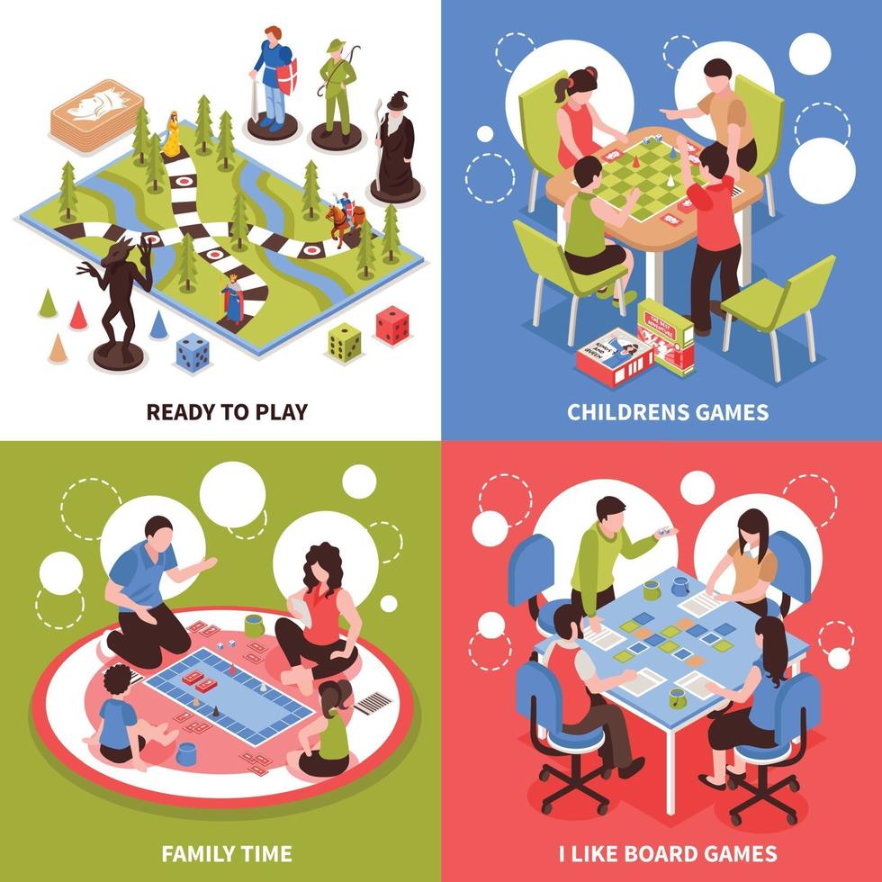 Board Games Isometric Design Concept Vector Illustration