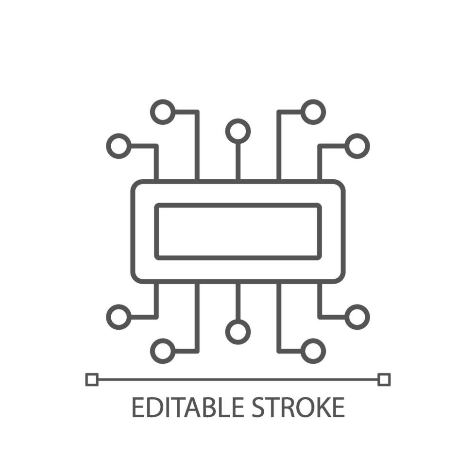 Microcontroller linear icon vector